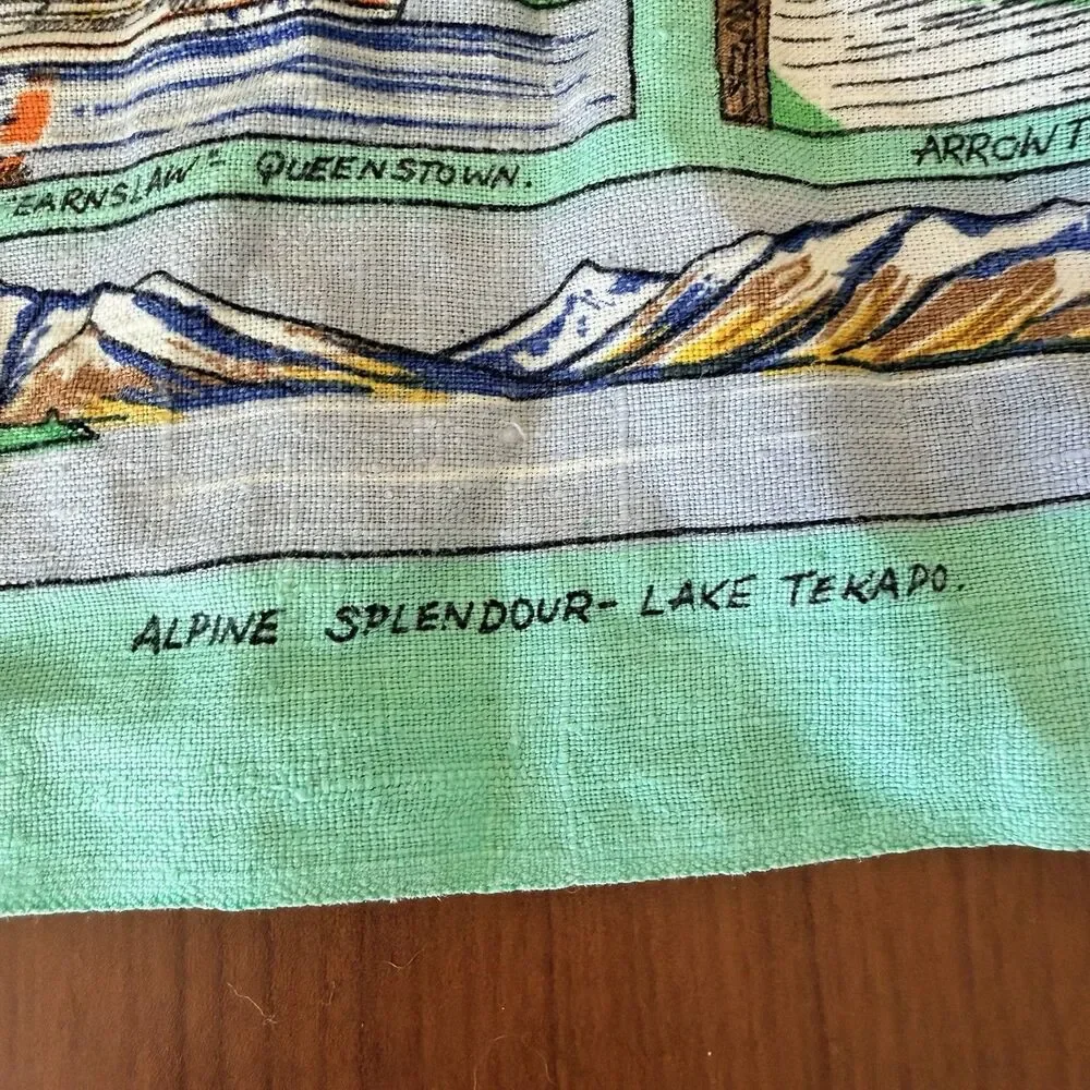 New Zealand South Island Linen Tea Towel Map Scenic Souvenir 17